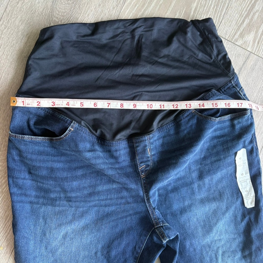 Isabel Maternity by Ingrid & Isabel Skinny Crossover Panel Jeans Dark Wash 12 - Picture 8 of 15